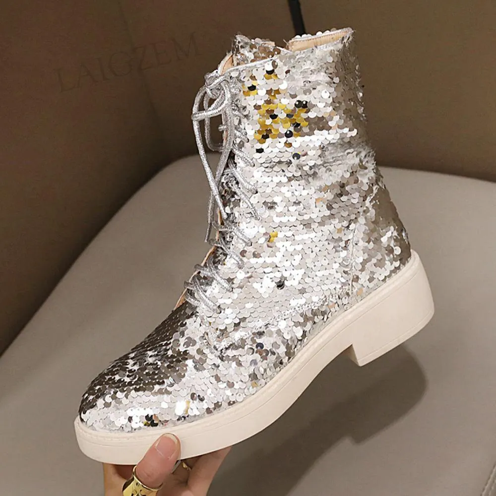 Sequin Martin Boots
