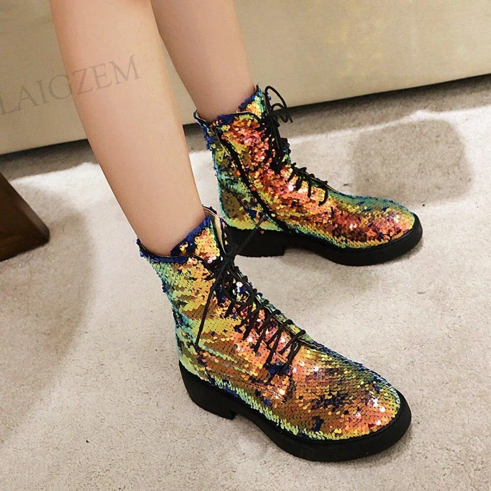 Sequin Martin Boots
