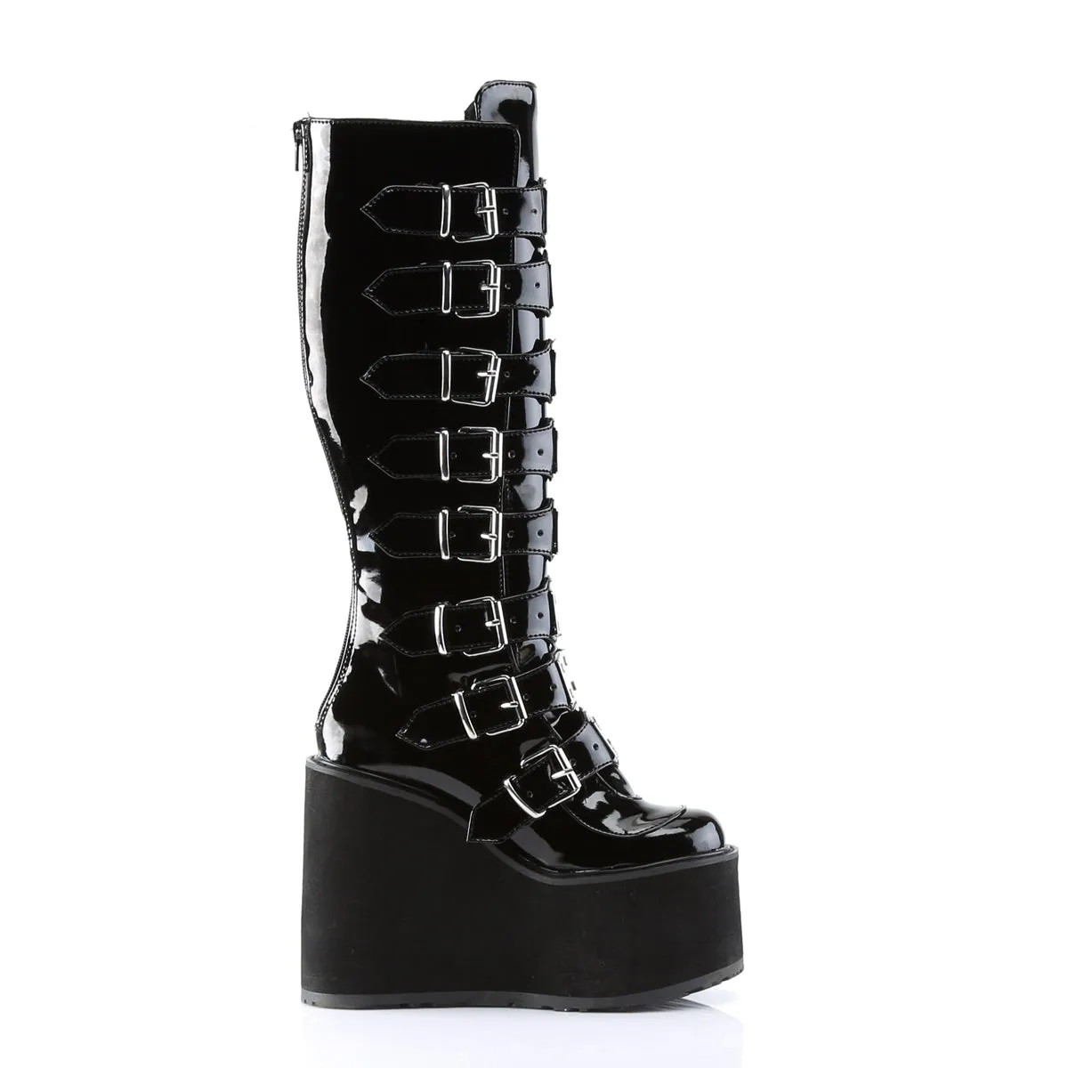 SWING-815 DemoniaCult Black Patent Sexy Women's Mid-Calf & Knee High Boots (Alternative Footwear)